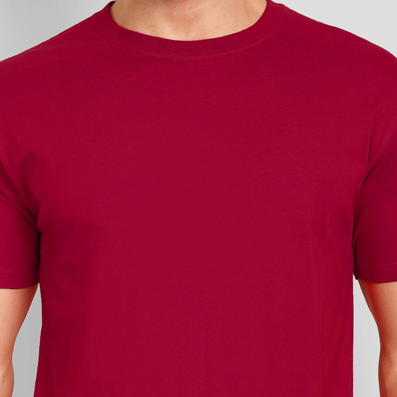 Men's Regular Solid T-Shirt - Red