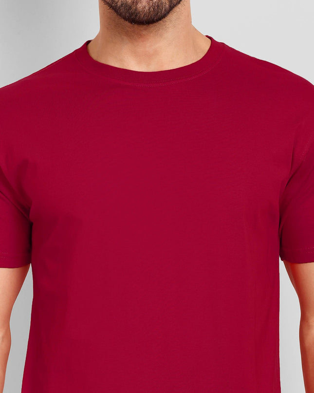 Men's Regular Solid T-Shirt - Red