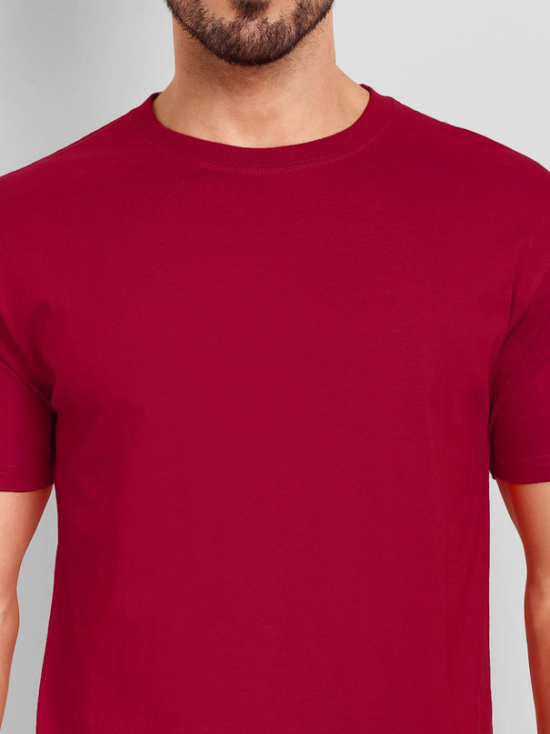 Men's Regular Solid T-Shirt - Red