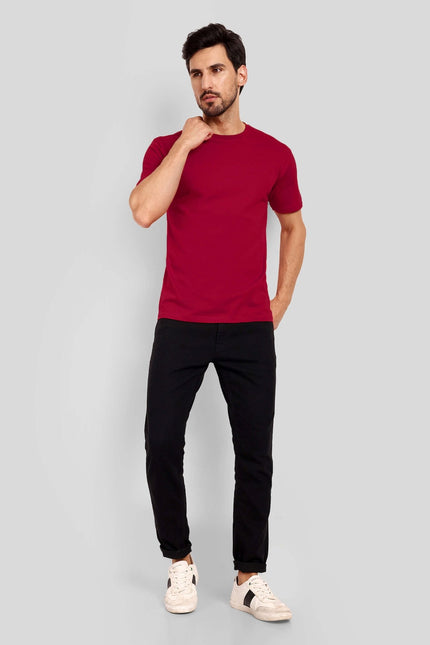 Men's Regular Solid T-Shirt - Red