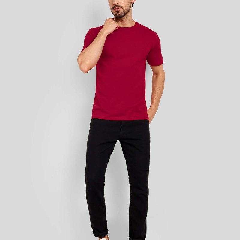 Men's Regular Solid T-Shirt - Red