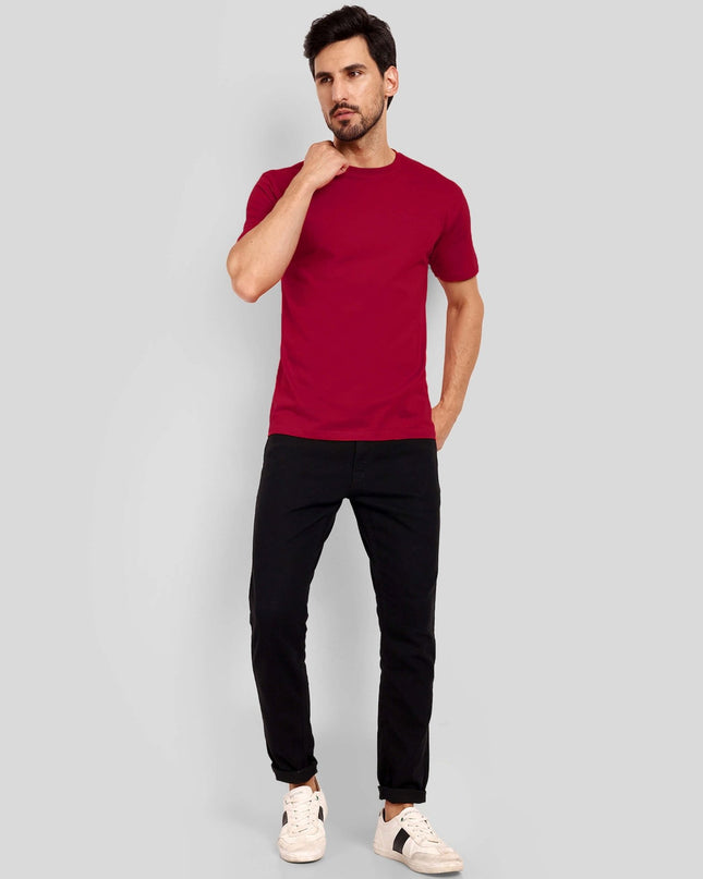 Men's Regular Solid T-Shirt - Red