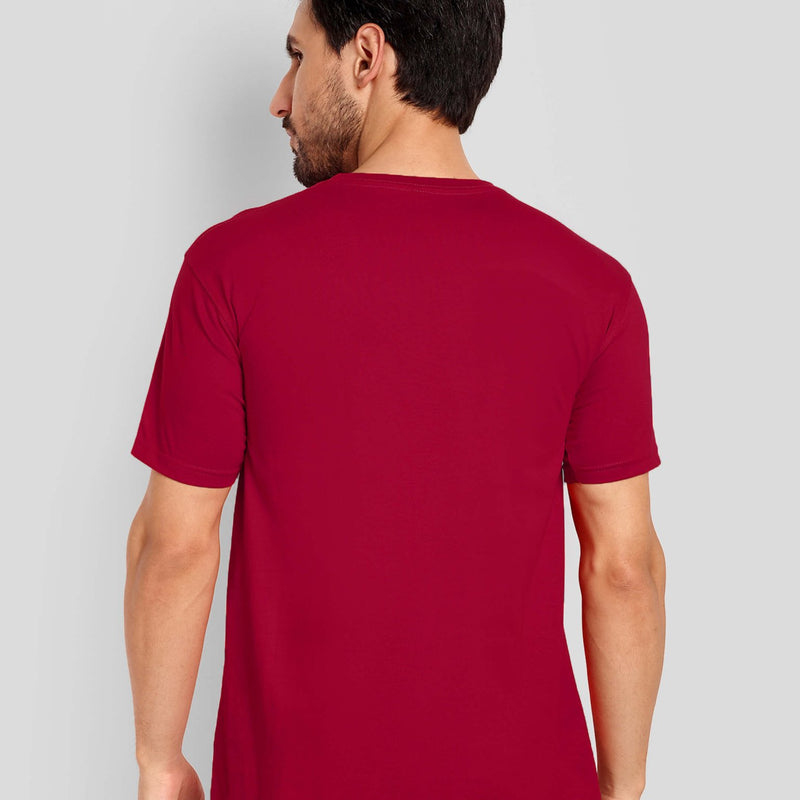 Men's Regular Solid T-Shirt - Red
