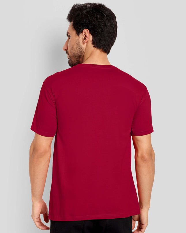 Men's Regular Solid T-Shirt - Red