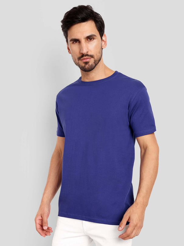 Men's Regular Solid T-Shirt - Royal Blue
