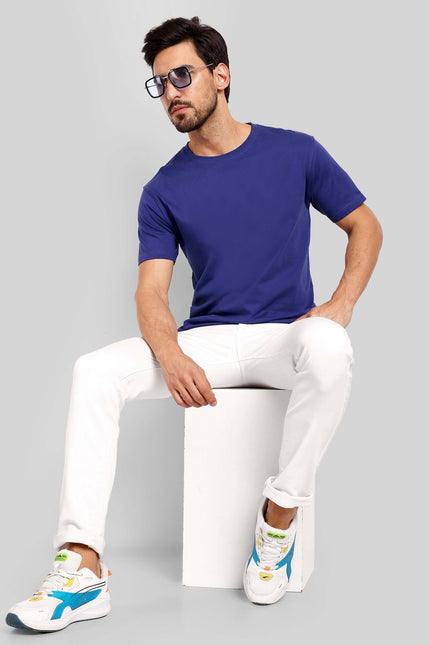 Men's Regular Solid T-Shirt - Royal Blue