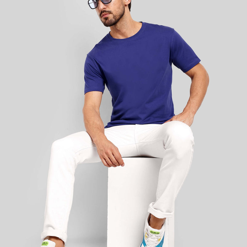 Men's Regular Solid T-Shirt - Royal Blue