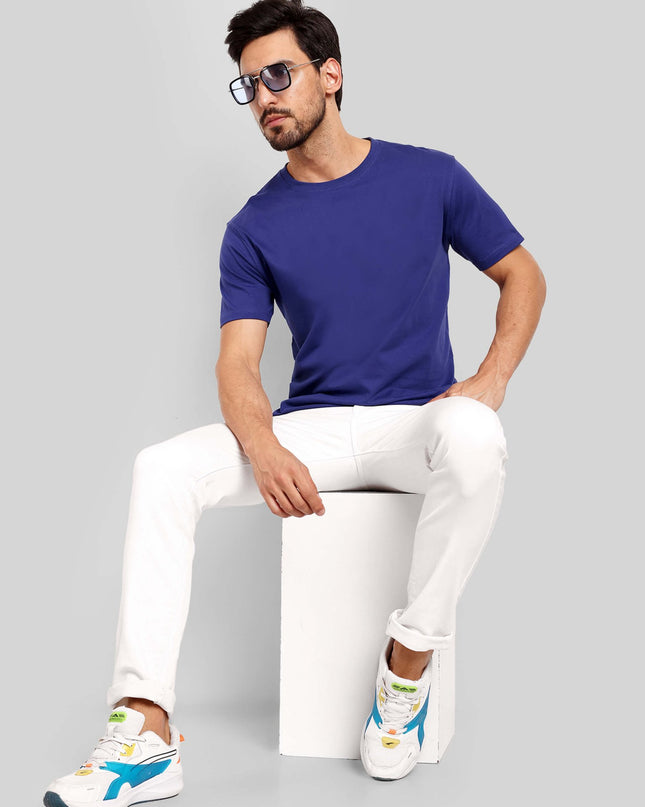 Men's Regular Solid T-Shirt - Royal Blue