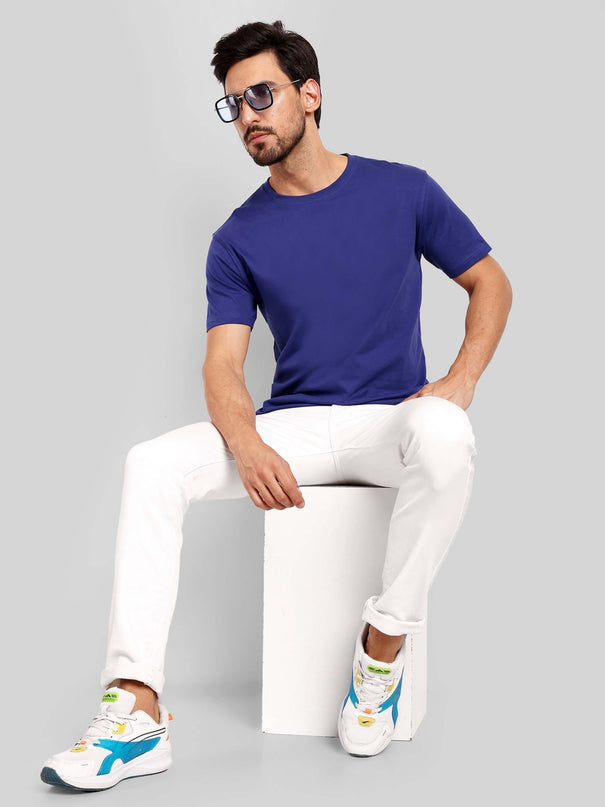Men's Regular Solid T-Shirt - Royal Blue