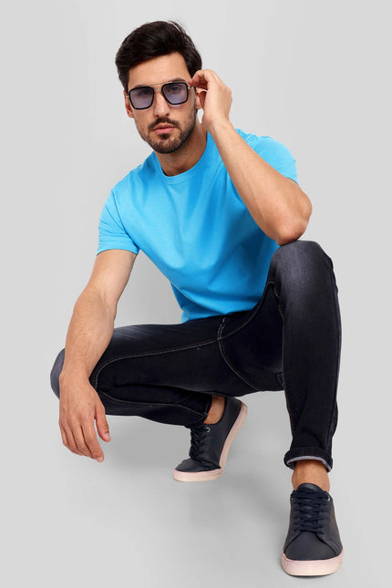 Unisex Regular Solid T-Shirt - Sky Blue
