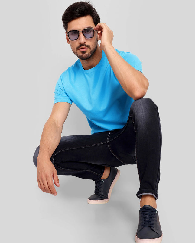 Unisex Regular Solid T-Shirt - Sky Blue