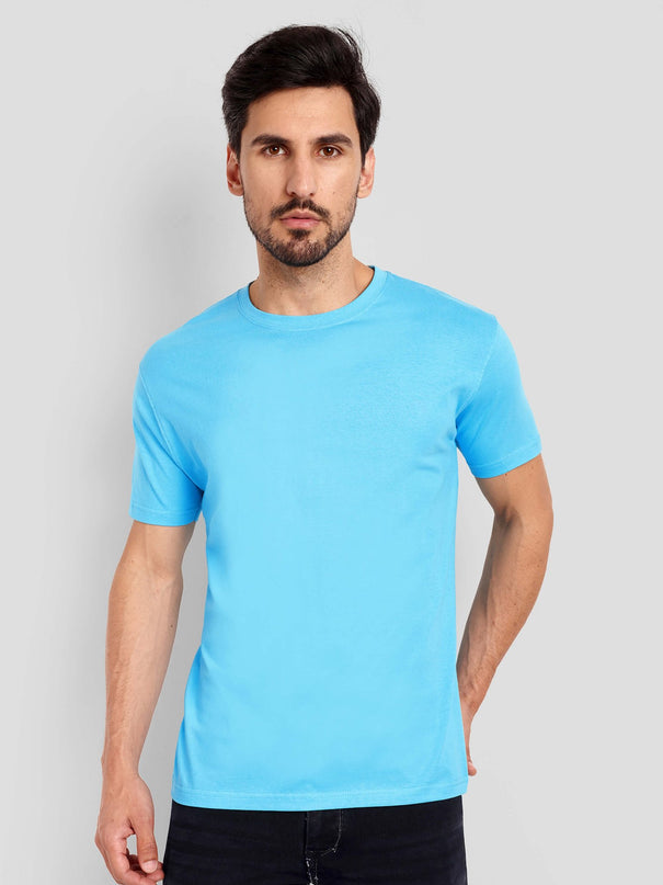 Unisex Regular Solid T-Shirt - Sky Blue