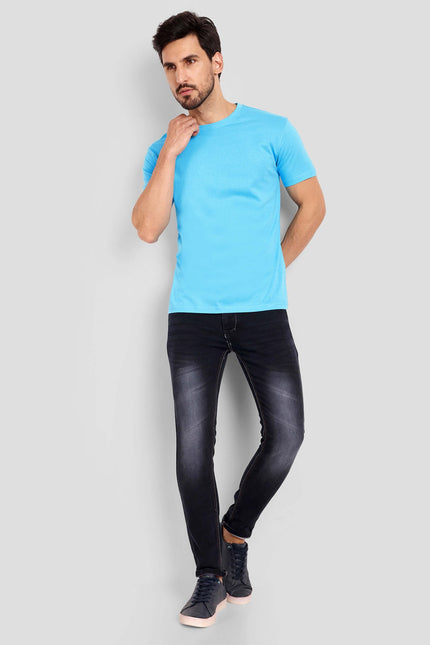 Unisex Regular Solid T-Shirt - Sky Blue