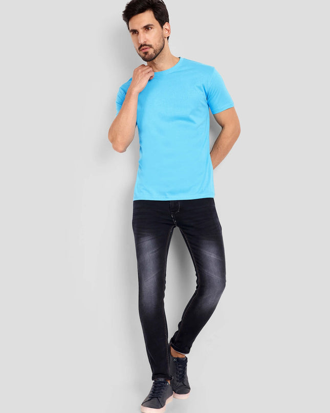 Unisex Regular Solid T-Shirt - Sky Blue