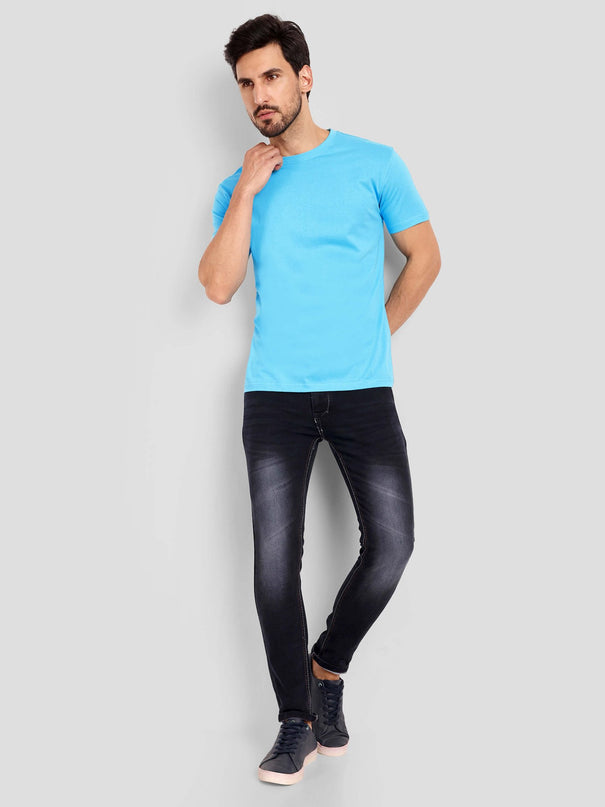 Unisex Regular Solid T-Shirt - Sky Blue