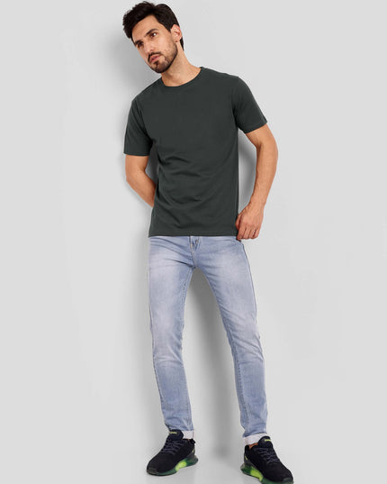 Men's Regular Solid T-Shirt - Steel Grey
