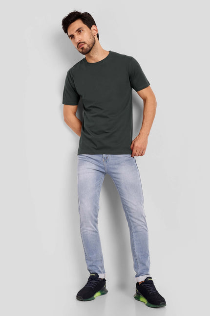 Men's Regular Solid T-Shirt - Steel Grey