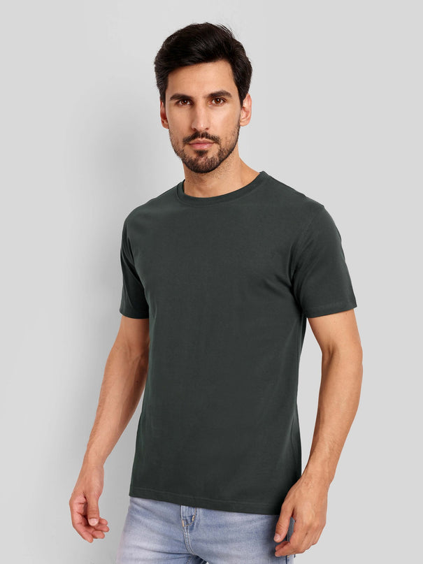 Men's Regular Solid T-Shirt - Steel Grey