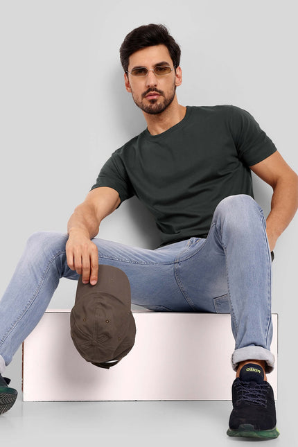 Men's Regular Solid T-Shirt - Steel Grey