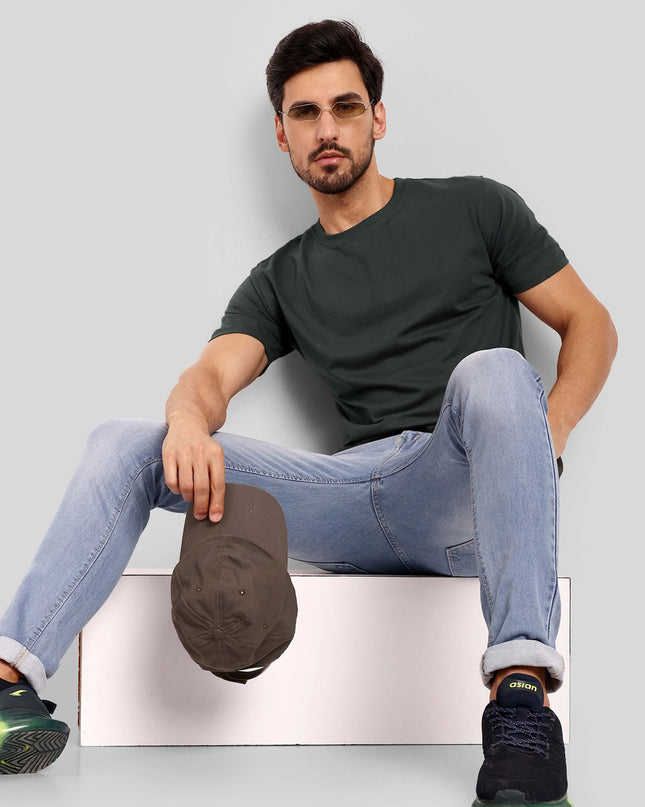 Men's Regular Solid T-Shirt - Steel Grey