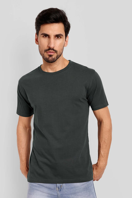 Men's Regular Solid T-Shirt - Steel Grey