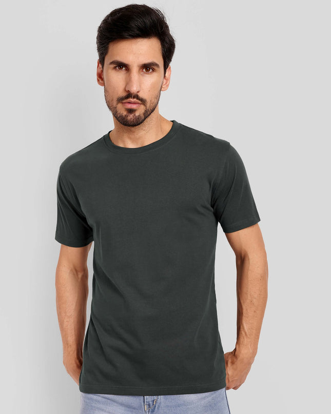 Men's Regular Solid T-Shirt - Steel Grey