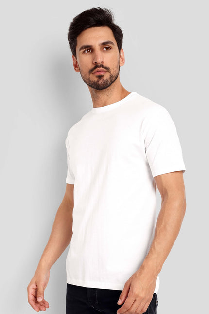 Men's Regular Solid T-Shirt - White