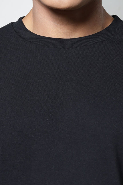 Men's Relaxed Fit Cotton T-Shirt & Shorts Co-Ords Set - Black