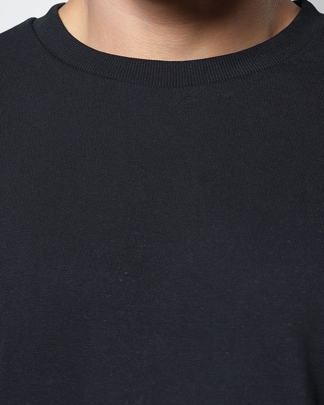 Men's Relaxed Fit Cotton T-Shirt & Shorts Co-Ords Set - Black