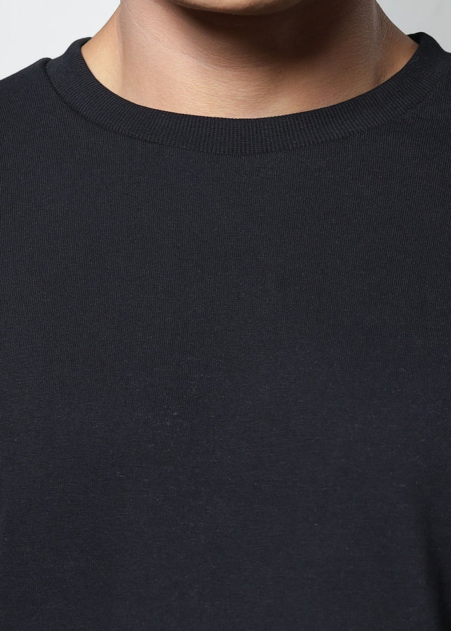 Men's Relaxed Fit Cotton T-Shirt & Shorts Co-Ords Set - Black