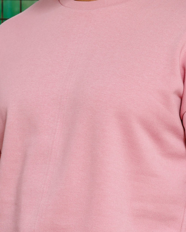 Men's Relaxed Fit Cotton T-Shirt & Shorts Co-Ords Set - Light Pink