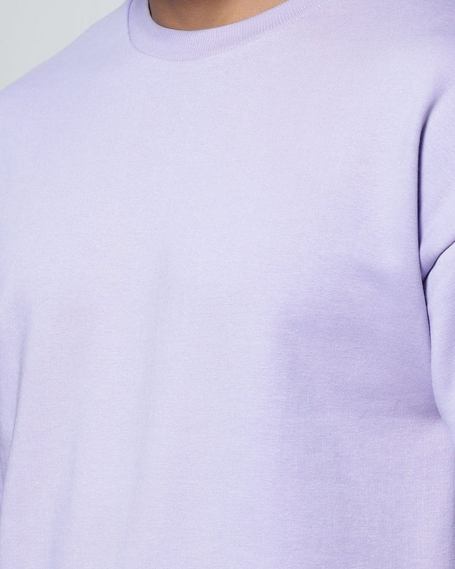 Men's Relaxed Fit Cotton T-Shirt & Shorts Co-Ords Set - Lavender