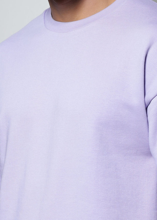 Men's Relaxed Fit Cotton T-Shirt & Shorts Co-Ords Set - Lavender