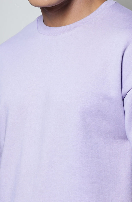 Men's Relaxed Fit Cotton T-Shirt & Shorts Co-Ords Set - Lavender
