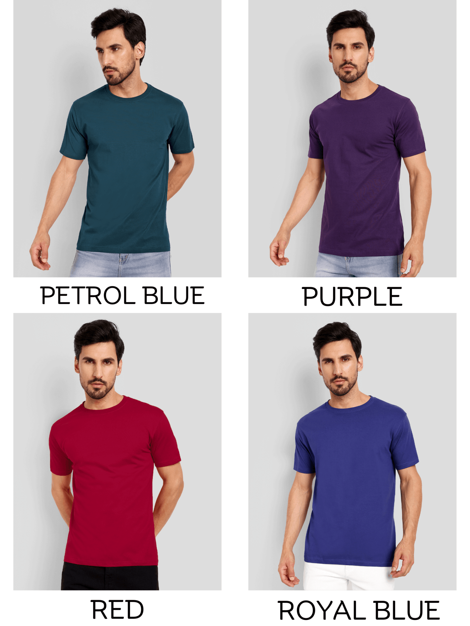 Pick Any 3 - Solid Half Sleeves Crew Neck T-Shirt