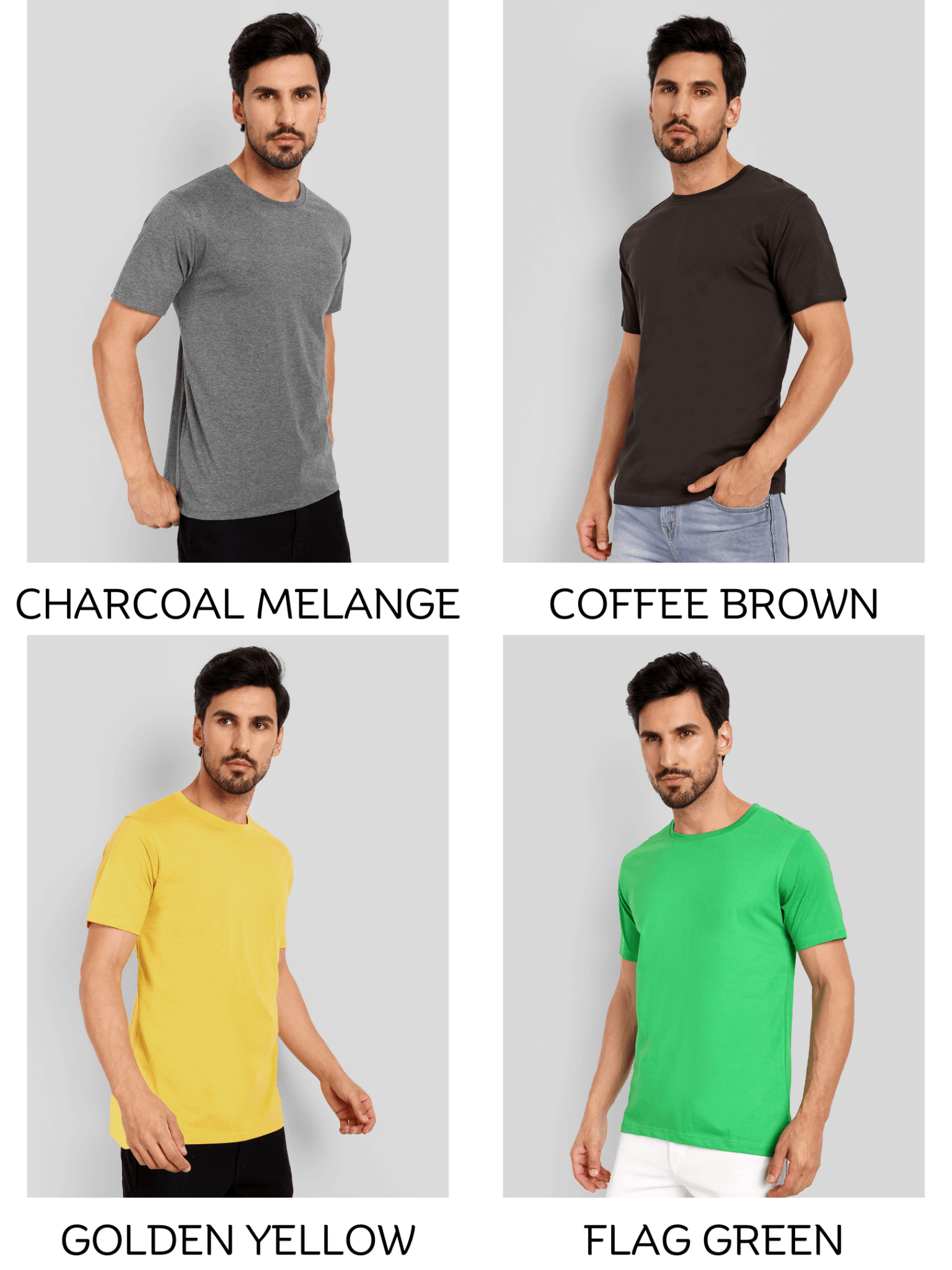 Pick Any 3 - Solid Half Sleeves Crew Neck T-Shirt