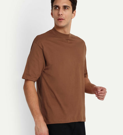 Unisex Oversize Solid T-Shirt - Light Brown