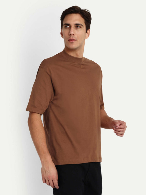 🎁 Relaxed Basic T-Shirt - Light Brown - XXL / LIGHT BROWN