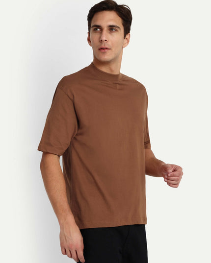 🎁 Relaxed Basic T-Shirt - Light Brown - XL / LIGHT BROWN