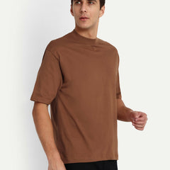 🎁 Relaxed Basic T-Shirt - Light Brown - M / LIGHT BROWN