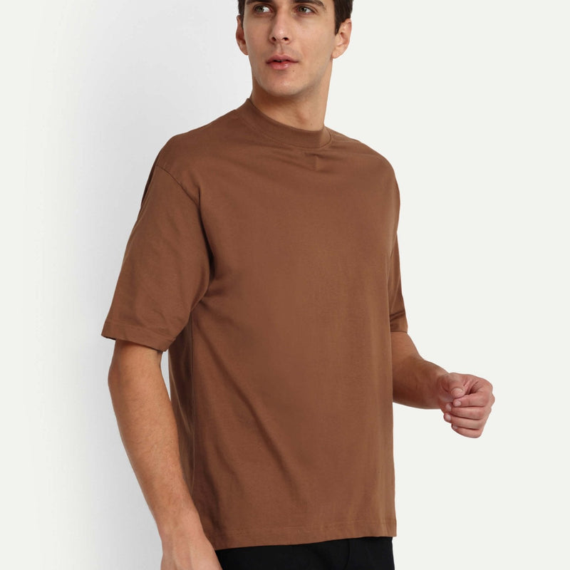 🎁 Relaxed Basic T-Shirt - Light Brown - M / LIGHT BROWN