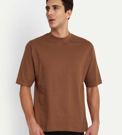 Unisex Oversize Solid T-Shirt - Light Brown