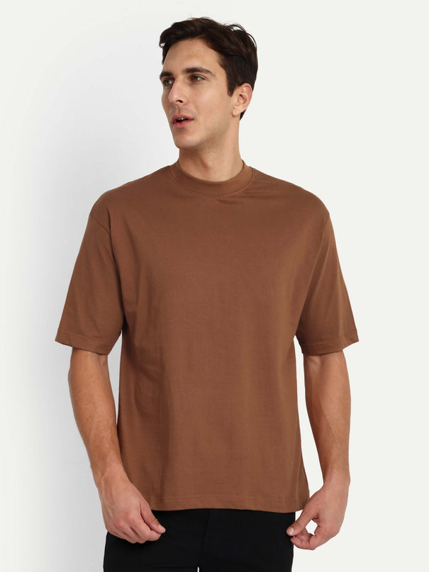 Relaxed Basic T-Shirt - Light Brown