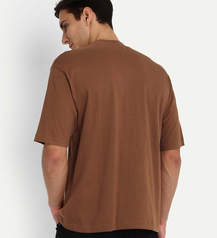 Unisex Oversize Solid T-Shirt - Light Brown