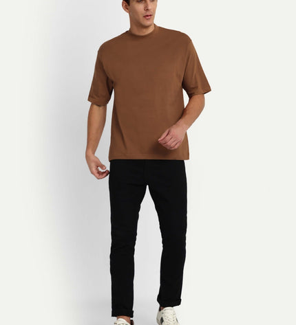 Unisex Oversize Solid T-Shirt - Light Brown